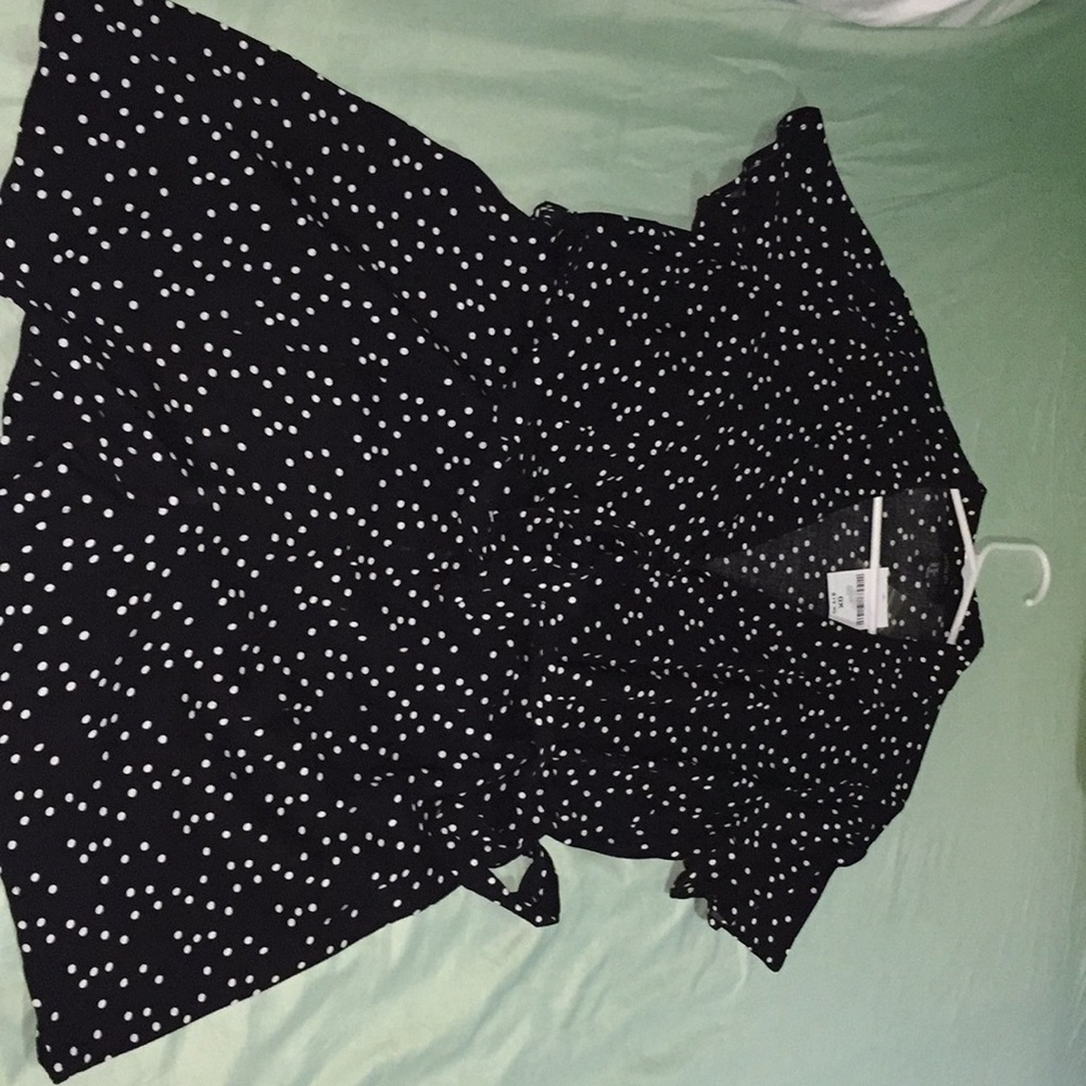 Plus size Black and white polka dot romper